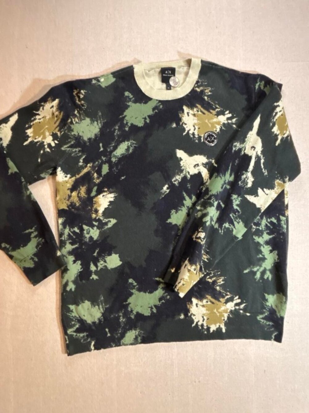 Armani Exchange AX Camo Tie Dye Print Crewneck Sweater Mens XL